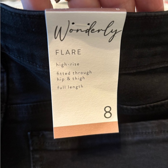 Wonderly jeans high rise flare black womens size 8 full length with slit - Picture 8 of 11